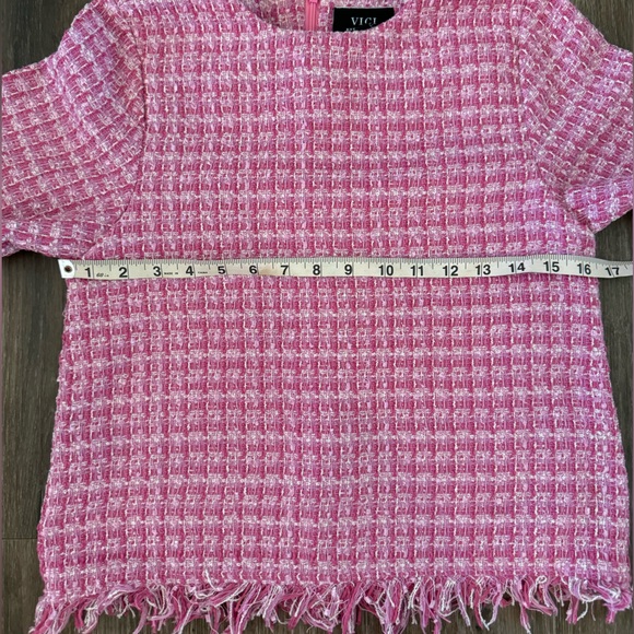 Pink Tweed Set with Fringe Edge, S/XS - Picture 7 of 11